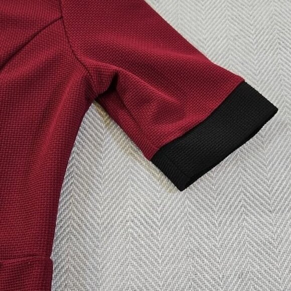 Sheinside Maroon & Black Bodycon Faux Wrap Dress Women's Medium Stretch EUC - Picture 6 of 11